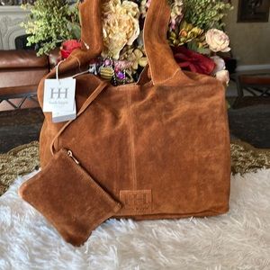 Haute Hippie Genuine Brown Suede Slouchy Hobo With Attached Sm Bag